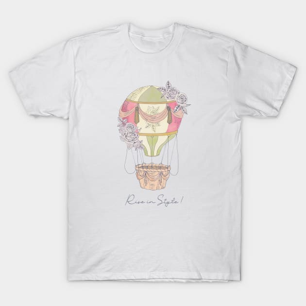 Rise in Style Hot Air Balloon T-Shirt by Jen Notebook